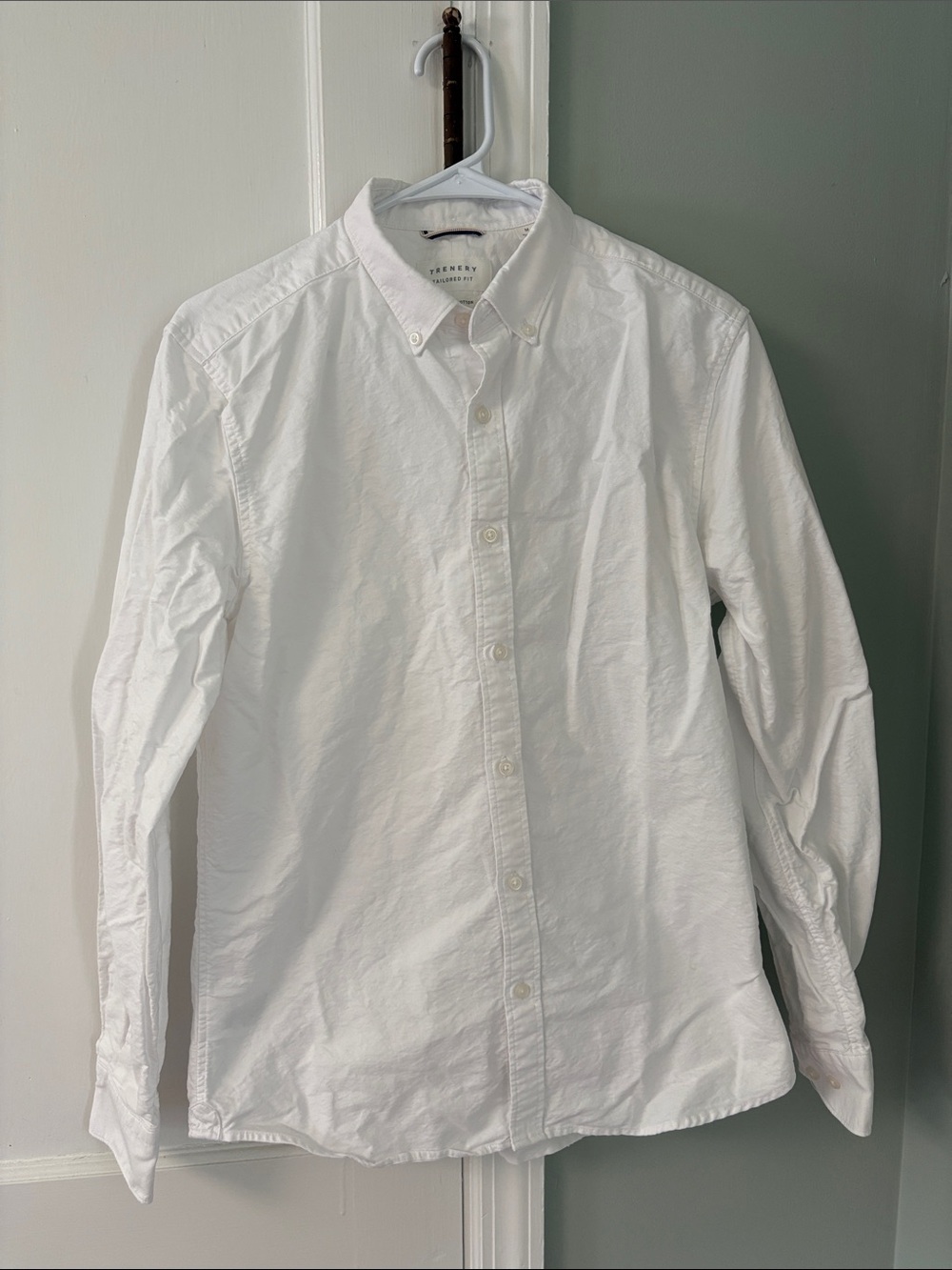 Trenery Men's White Button-Down Shirt 100% Organic Cotton Medium